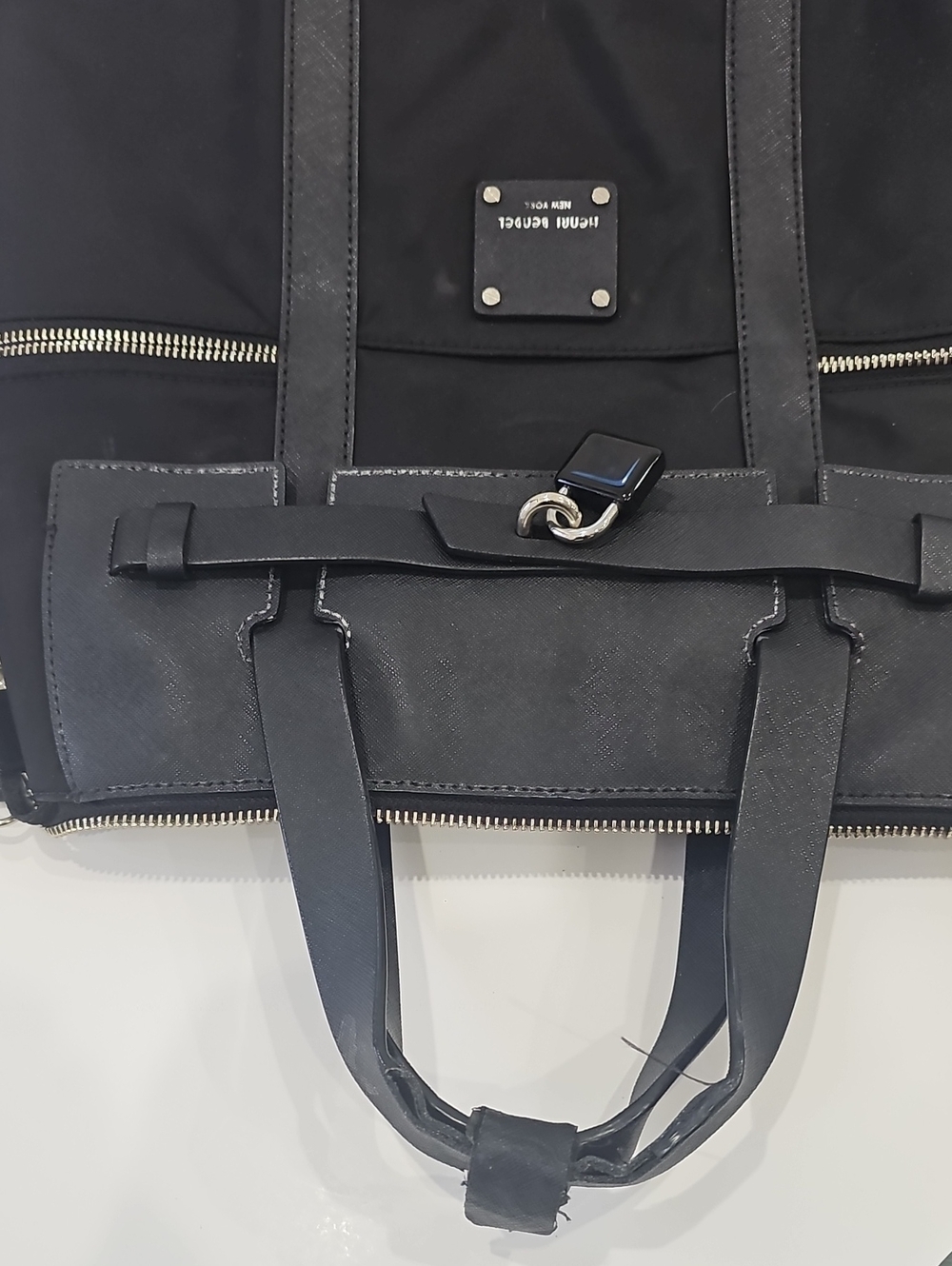 Henri Bendel Jetsetter convertible backpack featuring silver-tone hardware Black - Picture 12 of 16